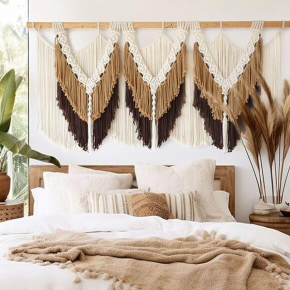 Anthropologie Boho Tapestry Macrame Woven Wall 47" W x 25" L